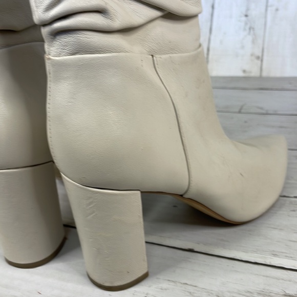 Marc Fisher Pointed Toe Slouchy Cream Ankle Boots - Picture 10 of 14